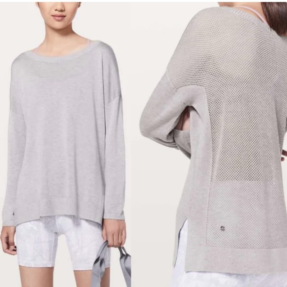 LuLuLemon Well Being Light Gray Knit Sweater